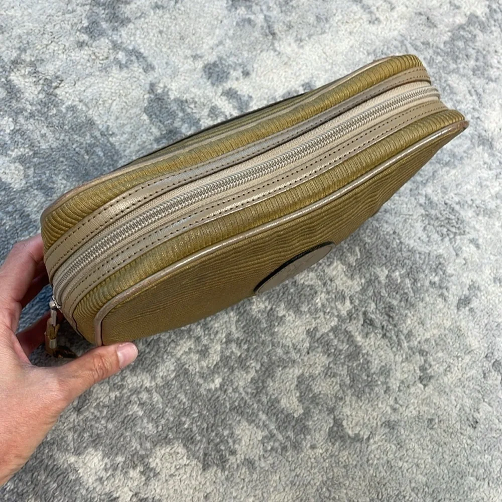 Vintage YSL Yves Saint Laurent Zip Pouch Clutch Toiletry Case Bag
